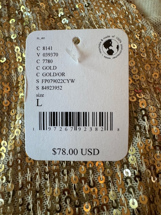 Free People Gold Sequin Bodysuit Thong - Picture 2 of 7